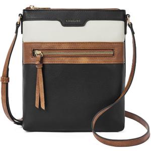 CHOLISS Crossbody Bags for Women, Purses for Women Handbags with Vegan Leather, Travel Purse Over Shoulder Bag (Small - Black With Brown & White)
