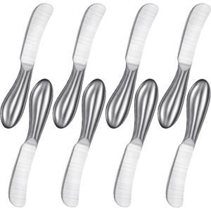 Mudder 8 Piece Stainless Steel Butter Knives, Cheese Spreaders for Cold Butter, Cream, Jam, Pastry, Dishwasher Safe Utensils, Cheese Knife for Kitchen, Restaurant Party, Wedding Housewarming