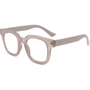 Madison Avenue Blue Light Blocking Glasses Oversized Fashion Blue Light Glasses for Women Anti Eyestrain & UV Protection Computer Eyeglasses (Milk Grey Brown)