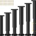 6 Pcs Adjustable Height Bed Support Legs for Bed Frame/Bed Center Slat, Metal Adjustable Furniture Legs 7.08-12.2 inch for Bed/Sofa/Cabinet/Couch/Dresser/Table, Heavy Bed Legs Replacement
