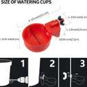 Chicken Automatic Waterer Kit for Poultry Float Style Gravity Water Feeder Drinking Cup Bowl 5 Gallon with Mounting Hole Opener, 12 Pack
