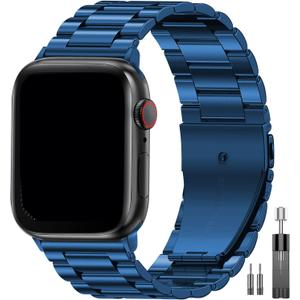 EPULY Metal Band Compatible with Apple Watch Bands for Men 49mm 46mm 45mm 44mm 42mm 41mm 40mm 38mm, Business Stainless Steel Strap for iWatch Bands Series 11 10 9 8 7 6 5 4 3 2 1, SE3 2 1, Ultra3 2 1 (Blue)