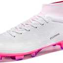 Men's Soccer Cleats Womens Indoor Shoes Unisex Baseball Turf Shoe Youth Rugby Adult Football Boots Wide AG FG TF Training Sneaker (8, White)