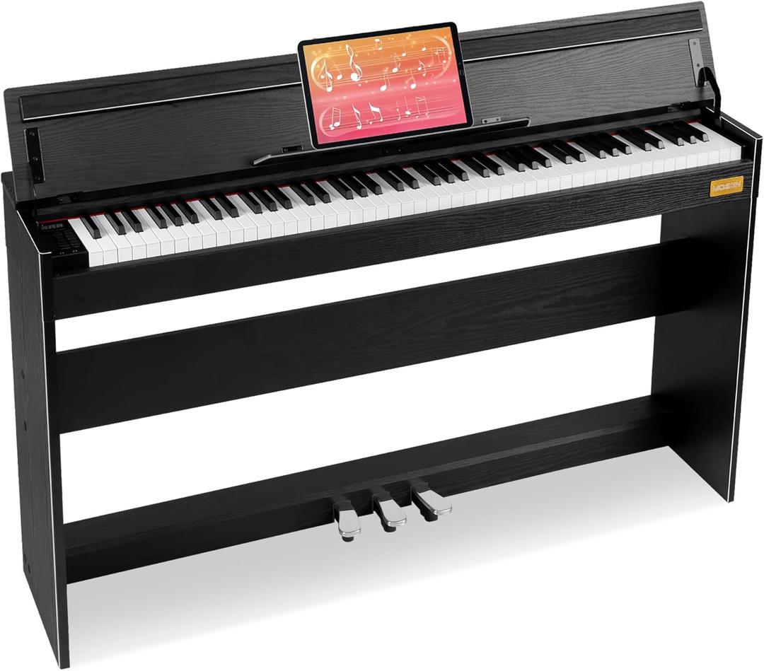 MOSEN 88 Key Digital Paino Fully Weighted Keyboard with Graded Hammer Action, 380 Tones, Triple Pedal, Upright Wood Stand, USB-MIDI, Full Size Home Electric Pianos for Beginner, MDP-110