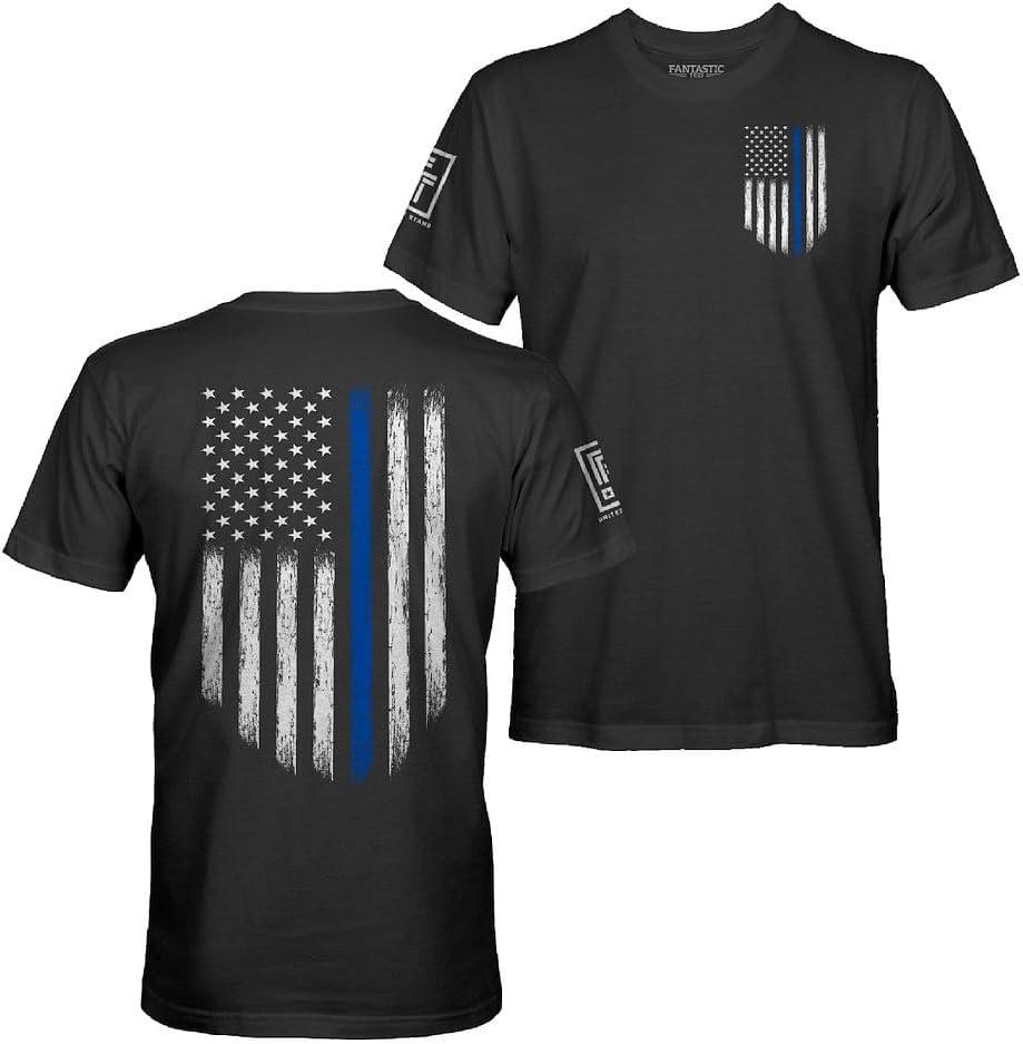 Fantastic Tees American Patriotic USA Flag Men's T-Shirt (Black, L)