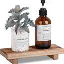 Bathroom Tray Farmhouse Decor Pedestal Stand Wood Riser Display Kitchen Accessories Soap Holder for Sink, Counter, Vanity, 8.7 * 3.6 Brown