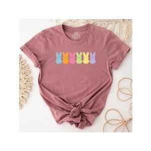 Easter Shirts for Women-Cute Easter Bunny Tee Tops Oh for Peeps Sake Shirt Rabbit Printing Short Sleeves