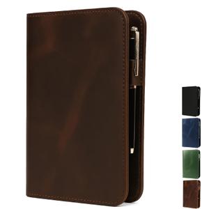 Genuine Leather A5 Journal Cover Refillable Notebook Cover, Fits 5.75 x 8.25 in, Card Slots Pocket & Pen Holder, Handmade Professional Leather Organizer for Men & Women, Travel & Work Diary Cover (Brown)