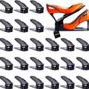 Shoe Slots Organizer, 24PCS Adjustable Double Layer Stack Shoe Rack, 50% Space-Saving Storage Rack Holder, Black