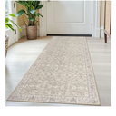 2x5 Washable Rug Cream Beige Grey Small Area Rug for Entryway, Soft Non-Slip Indoor Door Mat Distressed Floral Low-Pile Kitchen Rugs, Neutral Vintage Carpet for Entrance Kitchen Bedside