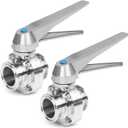 2 Inch Butterfly Valve 2 Pcs Sanitary Stainless Steel 304 with Trigger Handle Tri Clamp Butterfly Valve