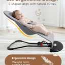 Baby Bouncer, Portable Baby Bouncer Seat, 3-Position Recline Infant Bouncy Seat for Babies 0-18 Months, Ergonomic Bouncy Chair with Hanging Toys, Bio-Inspired Fabric, Rocker & Stationary Modes Grey