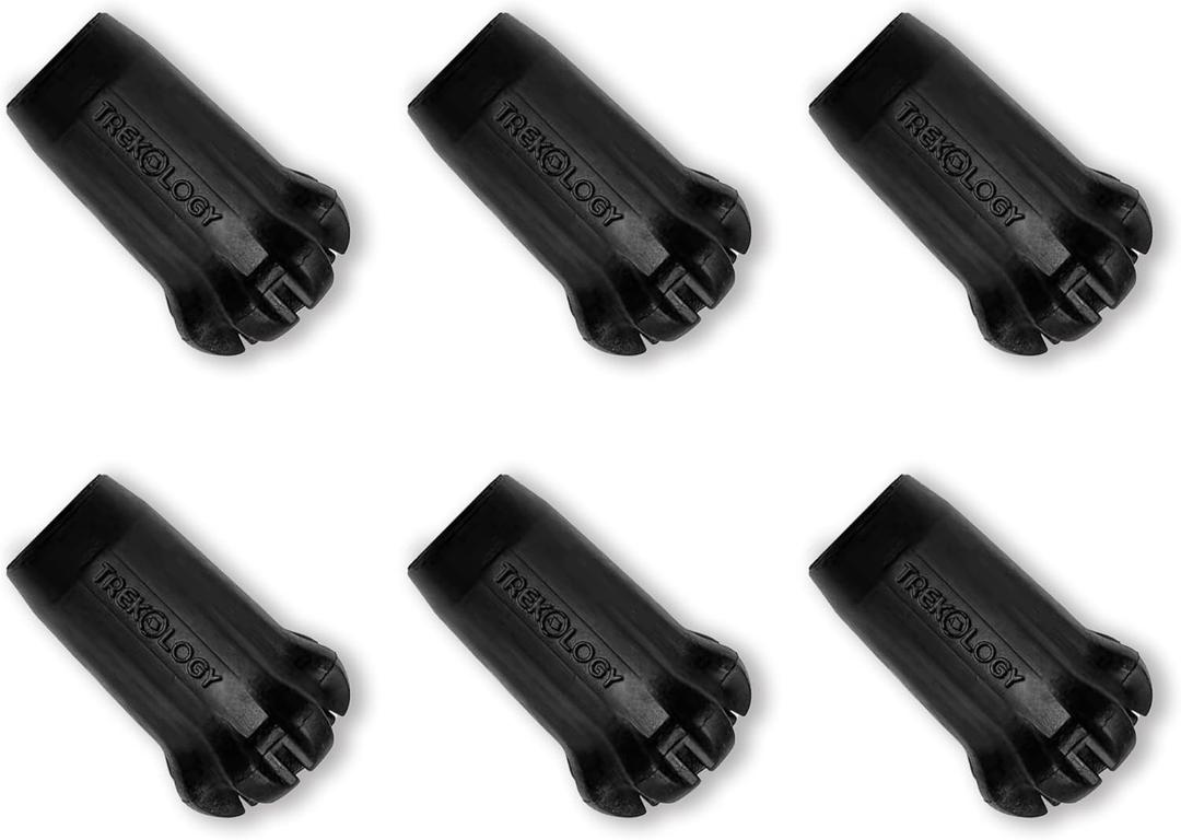 TREKOLOGY Black Trekking Pole Tips Replacement - Hiking/Walking Stick Tips for Walking Poles (New 6pc Pack)