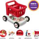 Radio Flyer Scan & Sort Shopping Cart, Red, for Kids 1+, Interactive Baby Walker with Lights & Adjustable Sound, Includes 6 Play Food Items, Adjustable Height Baby Push Walker, for Indoor Play