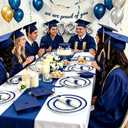 I00000 350 Pcs Dark Blue Plastic Plates,Clear Disposable Plates for 50 Guests,Blue Dinnerware Include 50 Dinner Plate 50 Dessert Plate,50 Cups,50 Pre Rolled Napkins with Cutlery Set for Party,Wedding