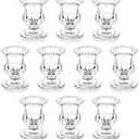 Romadedi Glass Taper Candle Holders - Set of Only 7 Clear Small Candlestick Holder Bulk, Thicker Glass Candle Sticks Set for Wedding Christmas Party Dining Table Table Centerpiece Decor