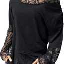 SHENHE Women's Plus Size Off The Shoulder Lace Shirt Long Sleeve Casual Going Out Top Tee Black XX-Large Plus