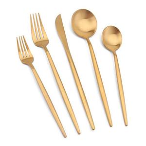 Matte Gold Silverware Set, Vanys 20 Piece Stainless Steel Cutlery Flatware Set, Kitchen Utensil Sets for 4, Tableware With Knife Spoons And Forks Set, Satin Finished Polished