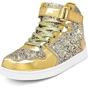 Wooowyet Glitter Shoes Kids High Top Sneakers for Boys Girls Gift Party Birthday Christmas Halloween
 (1.5 Little Kid)