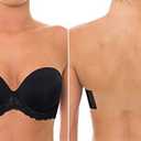 YANDW Strapless Lightly Padded Full Figured Coverage Bra Clear Back Multiway Invisible Straps Backless Brassiere for Women 75B
