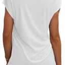 Womens Basic Summer T Shirts Modal Tank Tops Cap Sleeve Tshirts Casual Solid Tees (White, L)