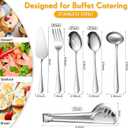 Patelai Serving Utensils Set Include Stainless Steel Large Spoons Slotted Spoons Forks Tongs Soup Ladle and Pie Server for Parties Buffet Catering, Dishwasher Safe(Silver,10 Pieces)