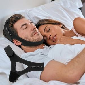 Snoring Chin Strap Comfortable Universal Snoring Devices Adjustable Effective Stop Snoring Sleep Snore Reducing Aid for Women and Men (Black)