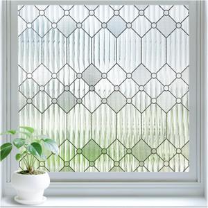 Sunbaby Reeded Glass Window Privacy Film, Frosted Static Cling,45"x157.4"
