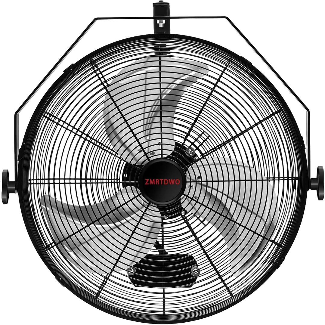18 Inch Wall Mount Fan, 360 Manual Adjustable Tilt, 3 Speed High Velocity Airflow, IP44 Waterproof Heavy-Duty Metal Wall Fan for Patios, Garages, Workshops, Outdoor, Indoor, Non-Oscillating