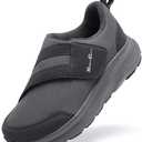 SILENTCARE Diabetic Shoes for Men Wide Toe Box Slip-on Shoes for Swollen Feet Adjustable Walking Shoes for Elderly Foot Pain Relief Neuropathy, Size 10.5