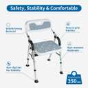 Shower Chair for Elderly & Disabled, Folding Shower Chair Seat with Arm and Back, Inside Shower Chair, Foldable Bathroom Chairs for Sitting, Portable for Travel - Collapsible, Compact & Comfortable