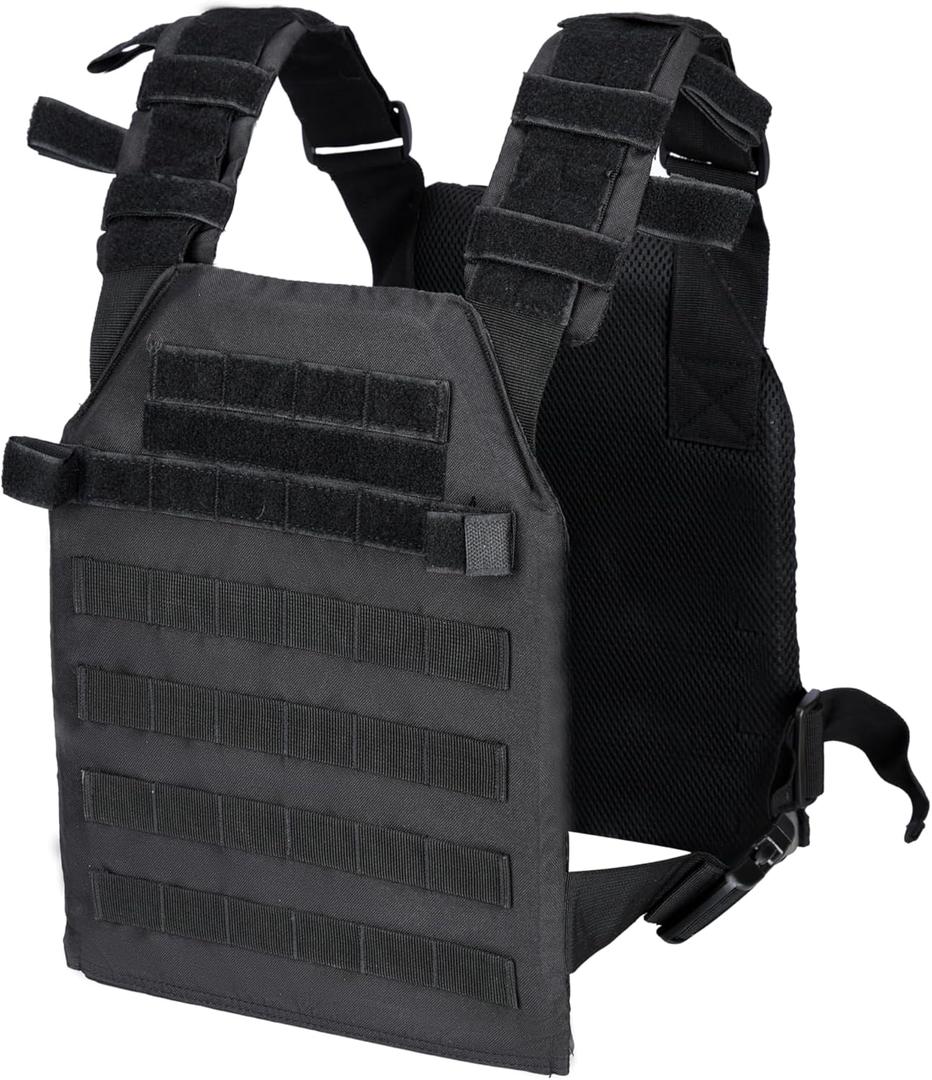 Greencity Weight Vest Adjustable Strength and Endurance Training, Tactical Vest Quick Release with Molle System, Fitness Workouts, Running (Black-1)