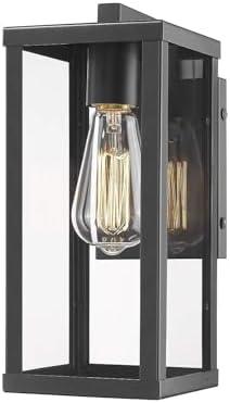 Odeums Outdoor Wall Lantern, Exterior Wall Mount Lights, Outdoor Wall Sconces, Wall Lighting Fixture, Exterior Light Lantern Fixtures, Porch Light Lamps Modern Porch Lighting for Garage (Black, 1PACK)