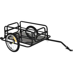 Aosom Wanderer Folding Bicycle Bike Cargo Storage Cart and Luggage Trailer with Hitch - Black