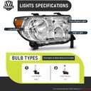 Headlights W/Bulbs for 2007-2013 Toyota Tundra/2008-2017 Sequoia (Fits 12-14 Sequoia WITHOUT Headlight Washer Only, NOT for models with leveling dial) Driver & Passenger Side