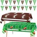 DTOFOOT 4 Pack Football Party Decorations,Football Theme Party Disposable Tablecloth Plastic Touchdown with Triangle Flags Banner for Gameday Tailgate Party Decor, 54 X 108 Inch, 2 Pack