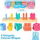 Tub Works Splash, Stack & Sort Shape Sorter & Stacking Toddler Bath Toy | 20 Foam Pieces | Color Sorting & Shape Stacking Kids Bath Toys | Floats & Sticks to Tub Walls | Early Learning Bathtub Toys