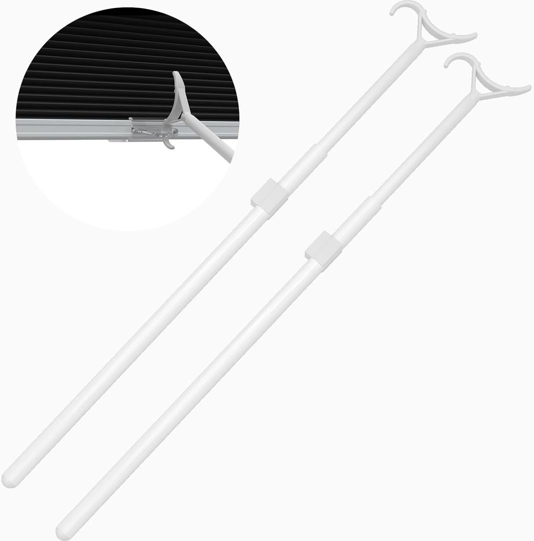 MYshade Draw Rod for Cordless Window Shades & Blinds - Roller, Zebra, Cellular Shades - Aluminum Rod, Easy Pull, 2Pack, White