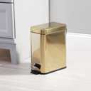 mDesign Small Modern 1.3 Gallon Rectangle Metal Lidded Step Trash Can, Compact Garbage Bin with Removable Liner Bucket and Handle for Bathroom, Kitchen, Craft Room, Office, Garage - Soft Brass
