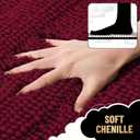 OLANLY Thick Bathroom Runner Rugs 47x20, Extra Absorbent Chenille Striped Bath Rugs, Rubber Backing, Machine Wash Dry, Long Bath Mats for Bathroom, Tub and Shower, Home Decor Accessories, Burgundy