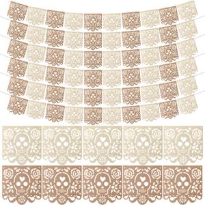 10 Pcs Mexican Party Banner, 40 Feet Fiesta Papel Picado Banner, Cinco De Mayo Dia De Los Muertos Decor, Day of the Dead Felt Hanging Garlands Mexican Birthday Party Decoration (Classic)