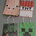 16pcs Pixel Birthday Gift Bag with Handle  Goodie Treat Candy Gift Bags for Kids‘s Party Favors Video Game Party Decoration Supplies for Boys Girls