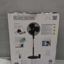 BLACK+DECKER 16 Inches Stand Fan with Pedestal Base, Height Adjustable Pedestal Fan with Remote and Touch Control Panel, Free Standing Fan with 90-Degree Oscillating and 3-Speed Settings, Black