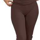 ANRABESS Lounge Sets for Women 2 Piece Foldover Yoga Flare Leggings Pants Crop Tops Casual Y2K Outfits Matching Tracksuit Set (Medium, Brown)