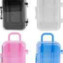 Framendino, 4 Pack Mini Plastic Travel Hard Suitcase Box Reception Candy Case for Wedding Decoration Large
