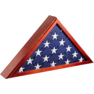 Juvale Large Flag Display Case for Burial Flag - 5 x 9.5 inch Military Flag Box - Display Case with Wall Mount & Glass Front - Cherry Wood Finish - Case Measures 24.7 x 12.4 x 3.5 inches
