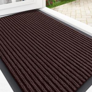 OLANLY Front Door Mat Indoor Outdoor Entrance, Waterproof Heavy Duty Doormat, Fade Resistant, Low Profile, Easy Clean Patio Porch Welcome Floor Mats for Entry, 35x23, Brown