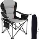 NEWBULIG Oversized Folding Camp Chair for Adults, 500 LBS Heavy Duty Support, Portable Outdoor Collapsible Chairs, with Cup Holders, Side Cooler & Pockets, for Lawn, Beach, Fishing, Hiking, Black (38.8''  24.2''  43.1'', Black(1 Pcs))