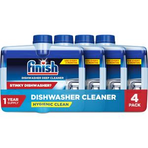 Finish Dishwasher Cleaner Liquid, Deep Cleans Hidden Grease & Limescale, Fights Odors & helps maintain Performance, 1 Year Supply, 8.45oz, 4 Bottle