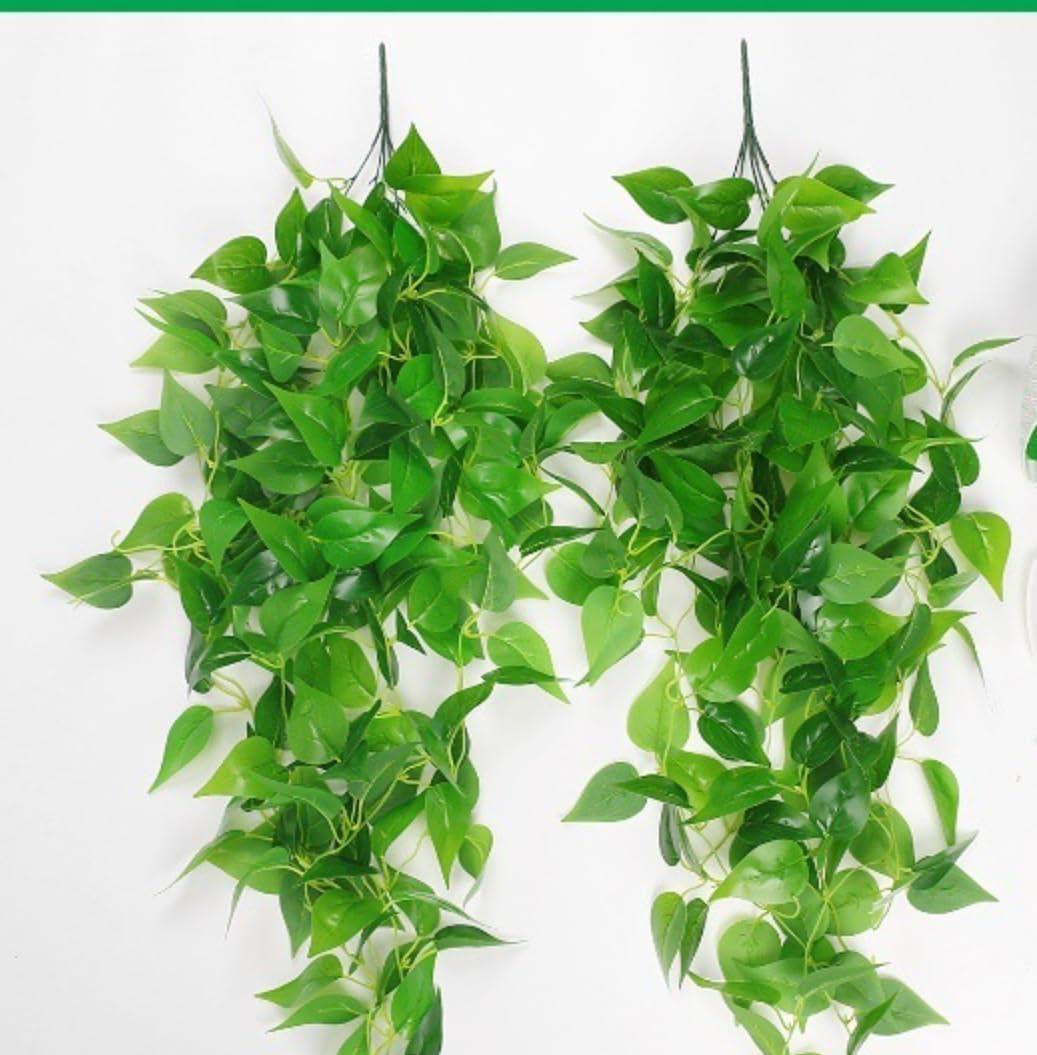 Artificial Plants Artificial Hanging Boston Fern False Ivy Fake Green Fern Plastic Rattan Realistic Appearance No Maintenance Required Indoor/Outdoor Use Durable UV Resistant (2 pcs)